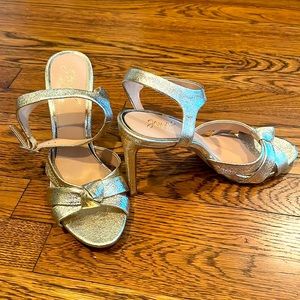 Jewel Badgley Mischa gold heels